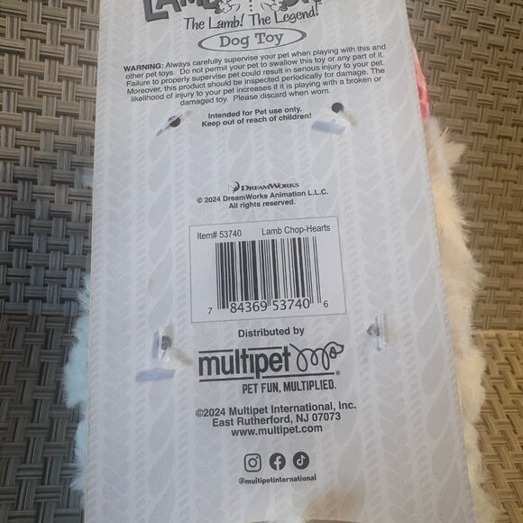 LAMBCHOP Plush Dog Squeak Toy 11" Multi-pet Hearts Love Shari Lewis NEW - Picture 6 of 6